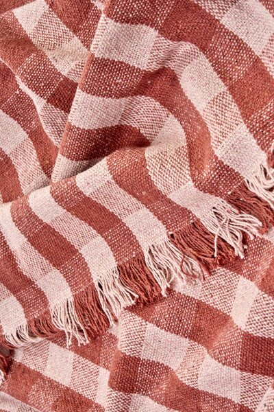 Přehoz z recyklované bavlny Old rose / Light pink 125 × 175 cm