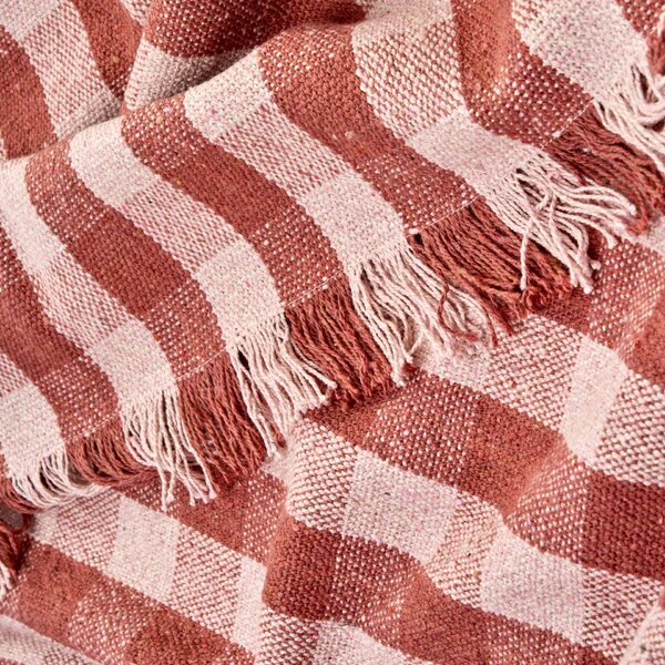 Přehoz z recyklované bavlny Old rose / Light pink 125 × 175 cm