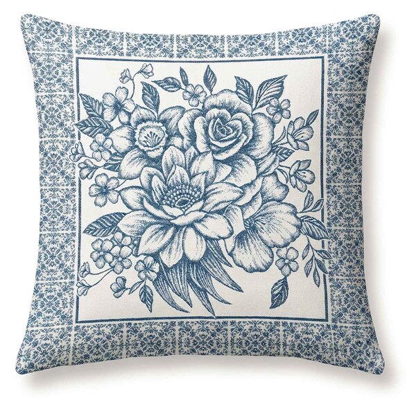 Dekoratex Dekorační povlak na polštářek RETRO MODRÉ KVĚTY 45x45cm