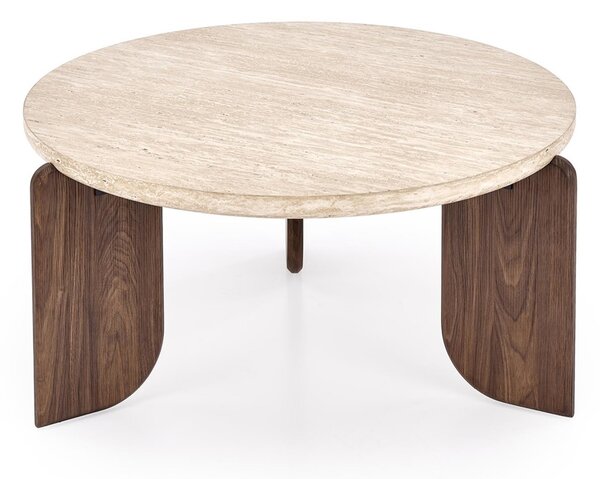 Kulatý konferenční stolek Manios 80 cm - travertin / ořech