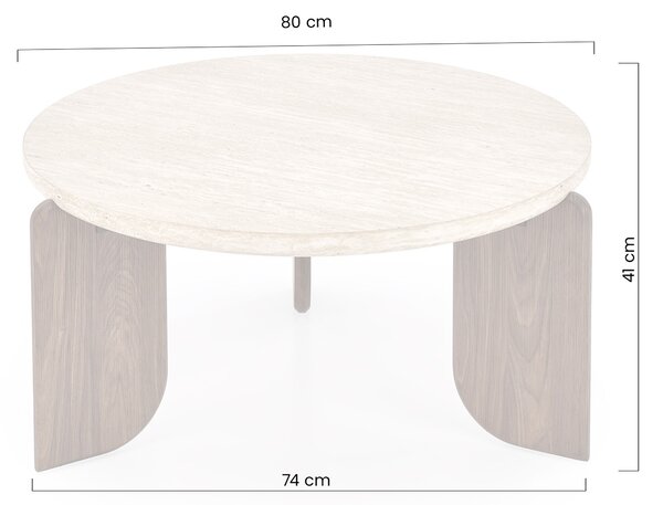 Kulatý konferenční stolek Manios 80 cm - travertin / ořech