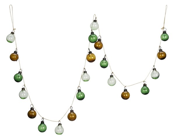Závěsná girlanda Glass ball Green / brown / light green 155 cm