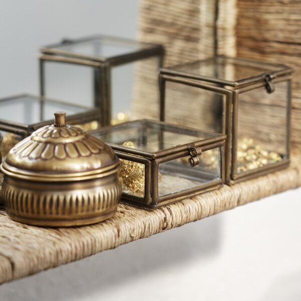 Skleněný úložný box Aged Brass Mini