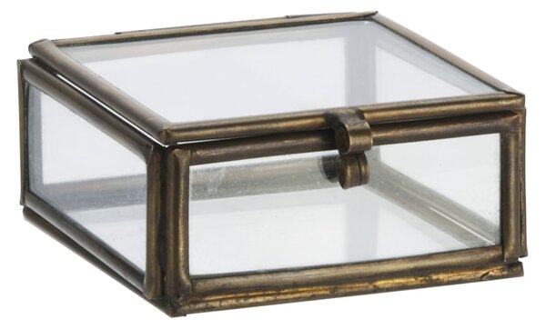 Skleněný úložný box Aged Brass Mini