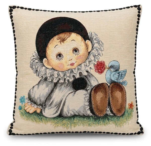 Dekoratex Dekorační povlak na polštářek RETRO MALÝ HARLEKÝN, béžovo-černá 45x45cm