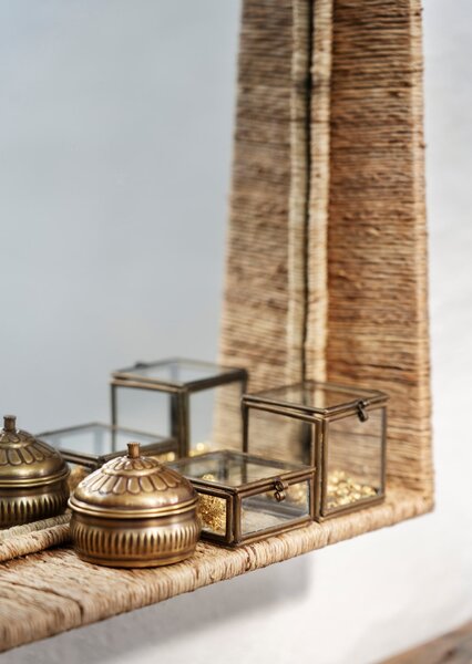 Skleněný úložný box Aged Brass Mini