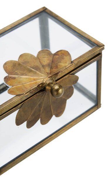 Skleněný úložný box Leaf