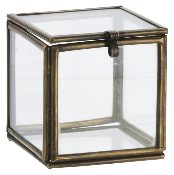 Skleněný úložný box Aged Brass Square