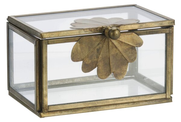 Skleněný úložný box Leaf