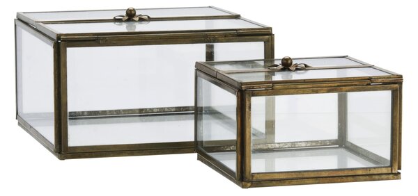 Úložný box Aged Brass Flower – set 2 ks