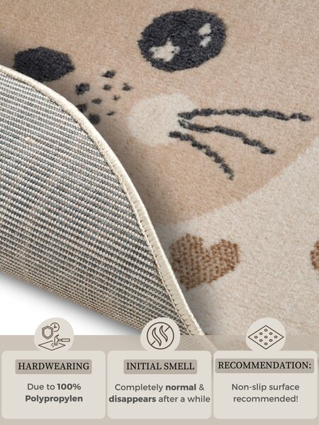 Hanse Home, Dětský koberec Adventures 105963 Cream Beige kruh, 100x100 (průměr) kruh, béžová, dětský pokoj