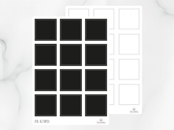 Samolepky na dózy bez nápisu 60x60 mm 12ks Barva: Černá