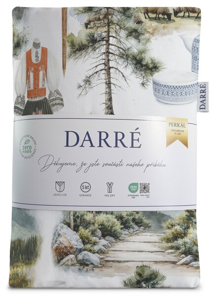 DARRÉ Perkálové bavlněné povlečení Slovenské tradice - GOTS Velikost: 140 x 200 + 70 x 90