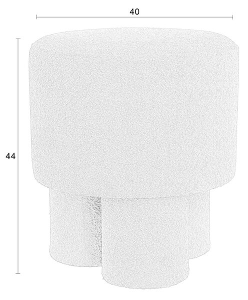 White Label Bílá bouclé stolička WLL MARCOS 44 cm