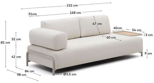 Kave Home Pohovka Compo 232 cm s velkým stolkem