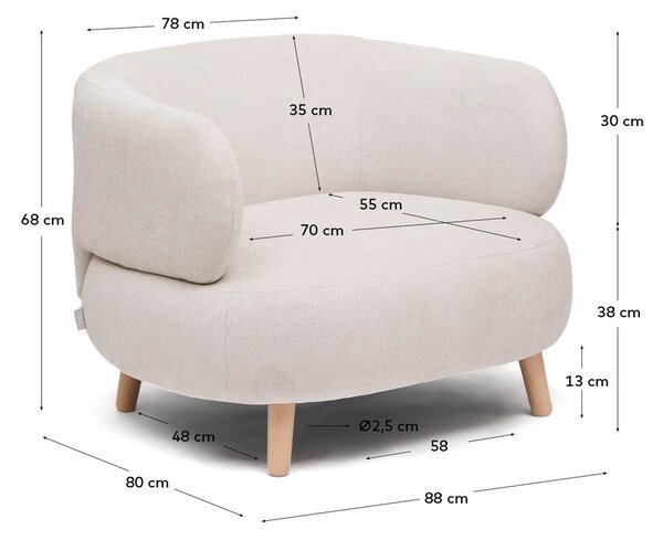 Béžové žinylkové křeslo Luisa – Kave Home