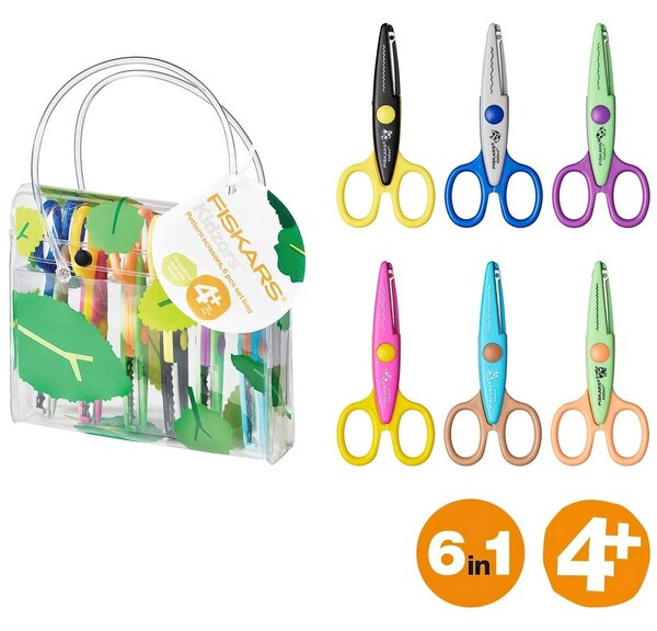 Dětské nůžky FISKARS tvarové v tašce 1003730, sada 6 kusů, délka 13,5 cm