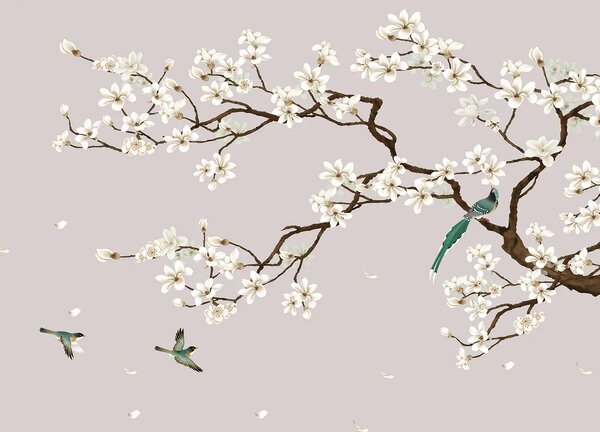 Fototapeta na míru Šedé Chinoiserie | Vliesová fototapeta na zed' | DFT5P352471