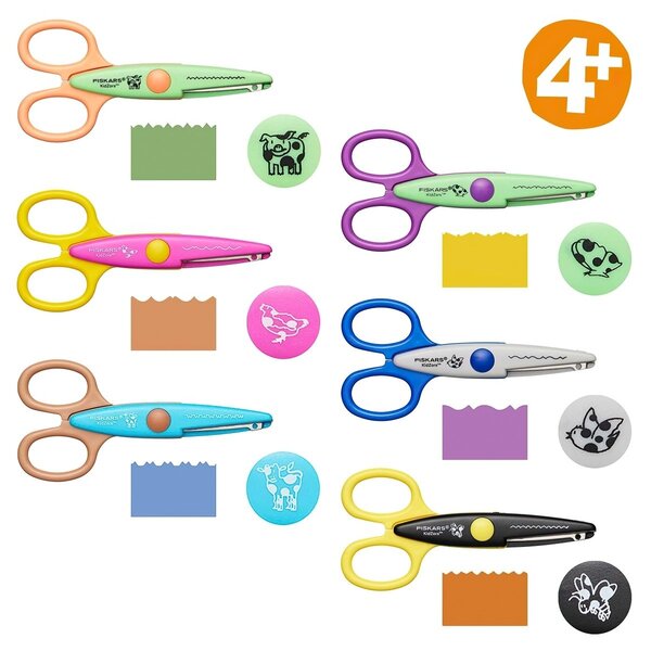Dětské nůžky FISKARS tvarové v tašce 1003730, sada 6 kusů, délka 13,5 cm