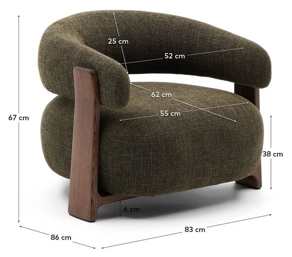 Zelené žinylkové křeslo Granite – Kave Home