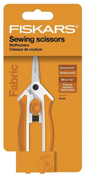 Cvakací nůžky (cvakačky) FISKARS PREMIER EASY ACTION pružinové na nitě 1070029, ergonomická rukojeť, délka 15,4cm