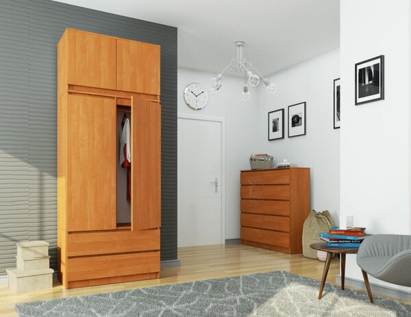 Šatní skříň s otočnými dveřmi a nástavcem 90cm olcha