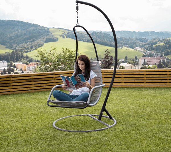 KONDELA Závěsné křeslo, černá/šedá, BUNGY