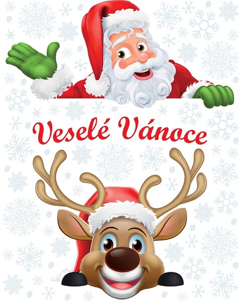 Vánoční samolepka na okna Santa Rudolf | 32.7 x 48.7 cm | DEDC8911