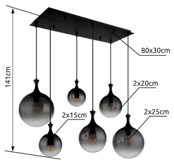 Globo 15885-6H - Lustr na lanku DALTON 6xE27/10W/230V