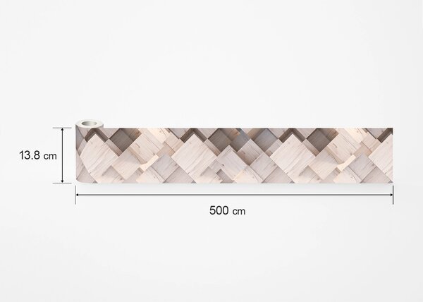 Samolepící bordura na zeď 3D Dřevo | 5 m x 13.8 cm | DWB8210