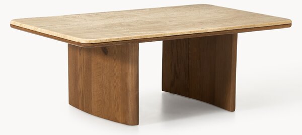 Konferenční stolek z dubového dřeva's travertinovou deskou Chandler