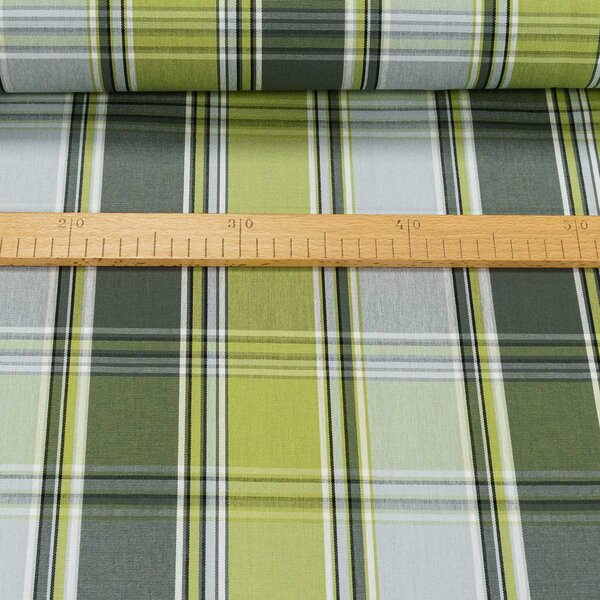 Potahové akrylové plátno (dralon, teflon) na zahradní nábytek, zeleno-šedé káro, š.140cm (látka v metráži)