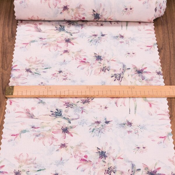 Ubrusovina / štola teflonová úprava, 22RB697-10, květy na béžové, š.38cm (metráž)