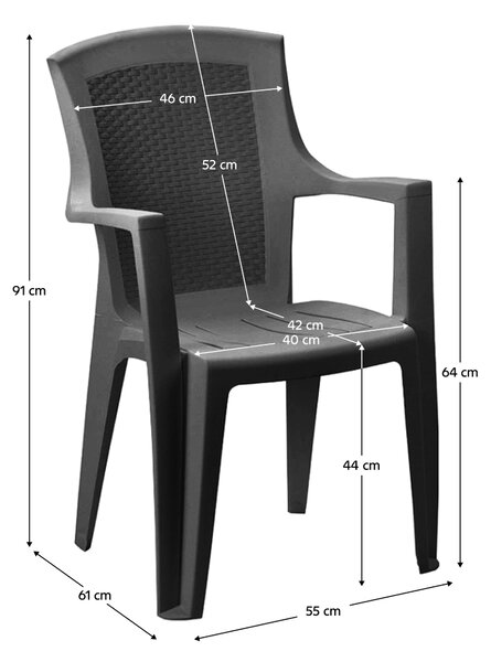 KONDELA Zahradní stohovatelné křeslo, antracit, EDENIA