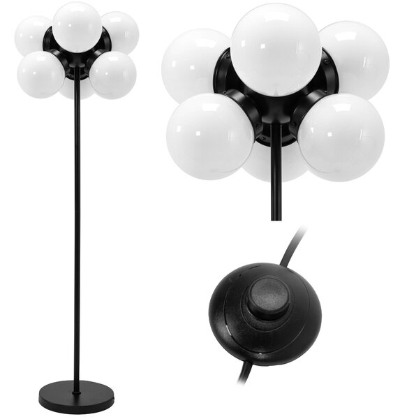 Toolight - Podlahová lampa 6xE27 APP905-6F, černá-bílá, OSW-03204