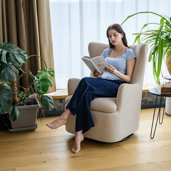 KONDELA Relaxační otočné křeslo, šedobéžová, MAREN