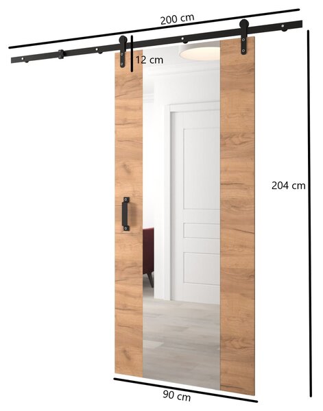 Posuvné dveře se zrcadlem Loftiko II - 90 cm s tlumeným dojezdem Barva: Old style