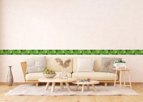 Samolepící bordura na zeď Zelené Listy | 5 m x 13.8 cm | DWB8219
