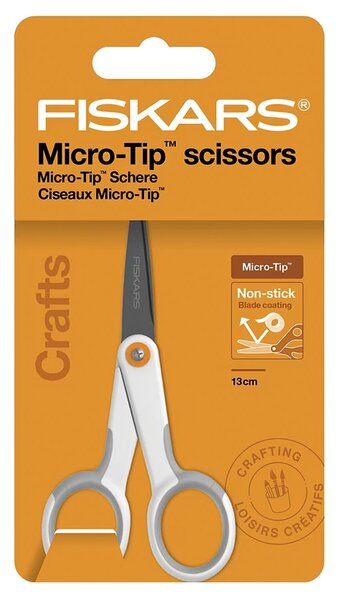 Krejčovské nůžky FISKARS Non-Stick 1070025, s měkkou rukojetí, délka ostří 4,7cm, celková délka 12,3 cm