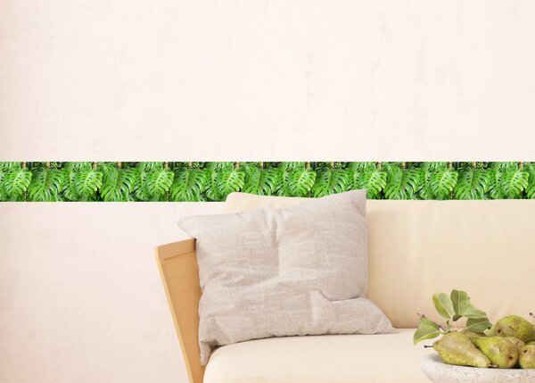Samolepící bordura na zeď Zelené Listy | 5 m x 13.8 cm | DWB8219