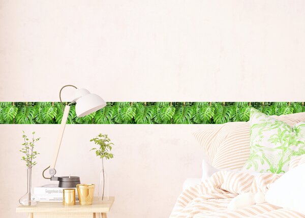Samolepící bordura na zeď Zelené Listy | 5 m x 13.8 cm | DWB8219