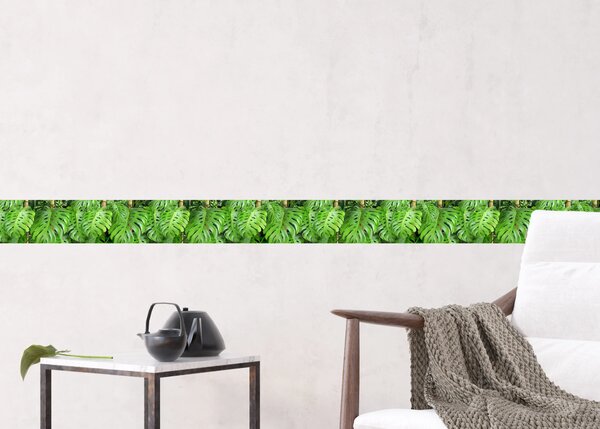 Samolepící bordura na zeď Zelené Listy | 5 m x 13.8 cm | DWB8219