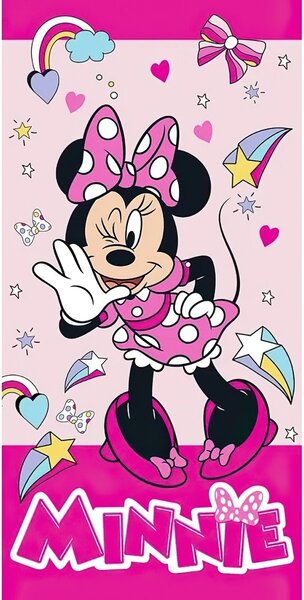 Carbotex dětská plážová osuška MINNIE SLADKÁ MYŠKA, růžová, froté, 70x140cm