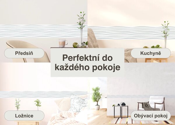 Samolepící bordura na zeď Bílá Abstrakce | 5 m x 13.8 cm | DWB8225