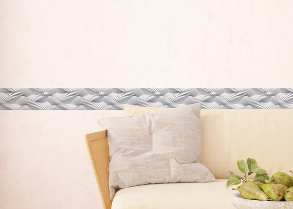 Samolepící bordura na zeď 3D Bílá Pletená Lana | 5 m x 13.8 cm | DWB8228