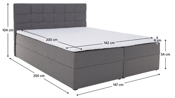 KONDELA Boxspringová postel, 140x200, šedá látka, KAMILIA