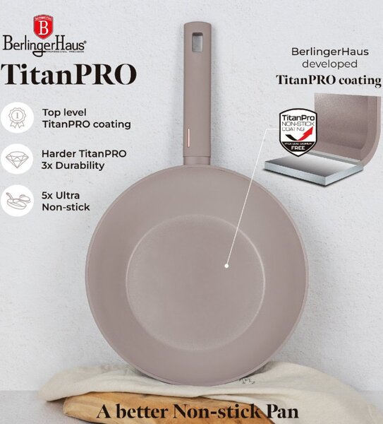 Pánev WOK s titanovým povrchem 28 cm Taupe Collection