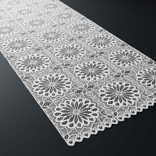 Ubrusovina žakárová U03480 voděodolná úprava, krajkový vzor, bílá, š.140cm (metráž)
