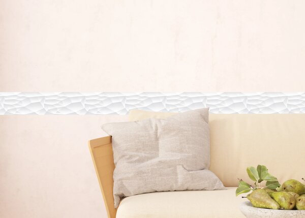 Samolepící bordura na zeď 3D Bílý Abstrakt | 5 m x 13.8 cm | DWB8233