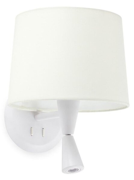 CONGA nástěnná lampa, bílá, se čtecí lampičkou - FARO